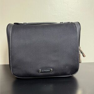 Sephora Black Toiletry Bag Durable Fabric Zipper Closure